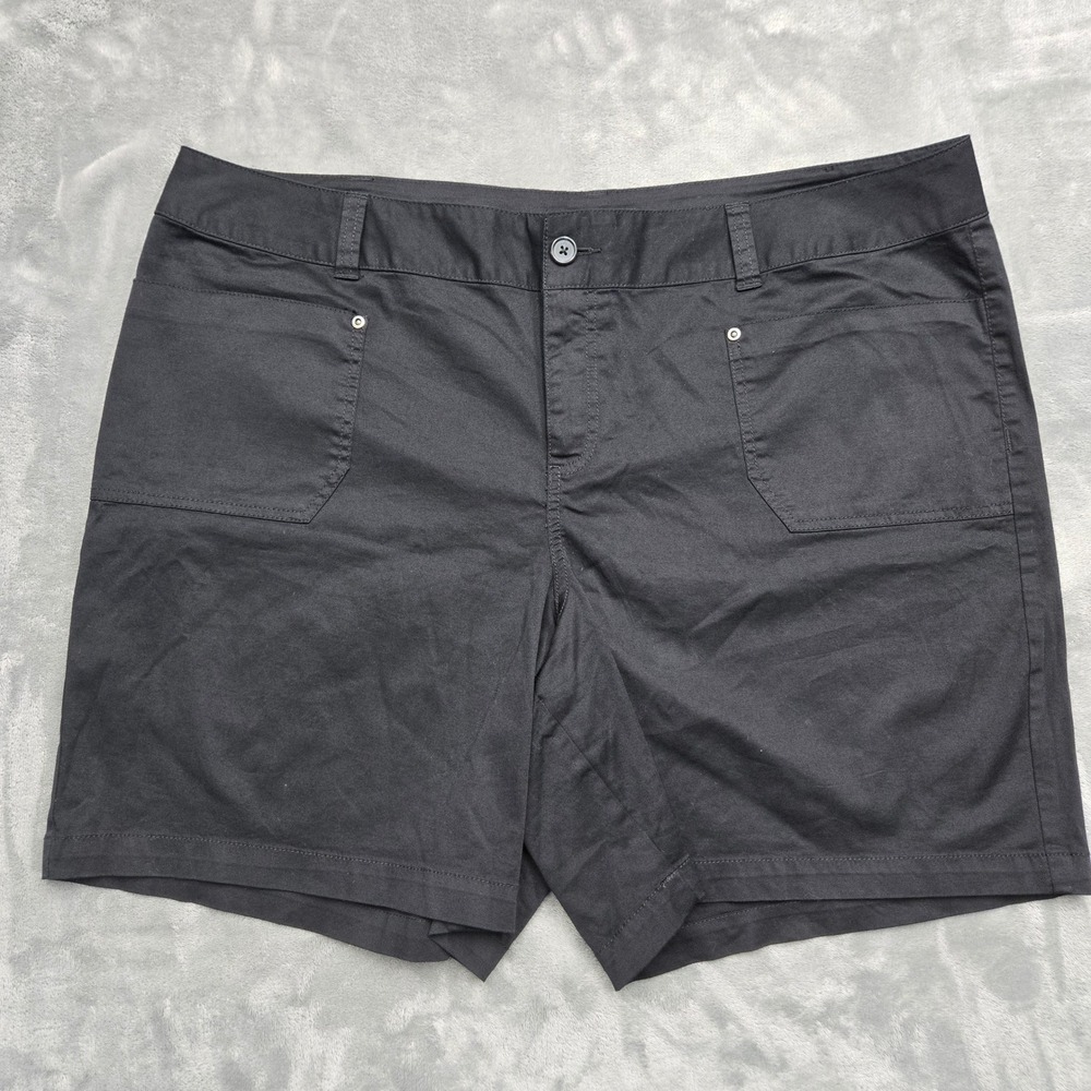 Lane Bryant Black Cotton Shorts Womens Plus Size 22W Mid Rise 5-Pocket Casual